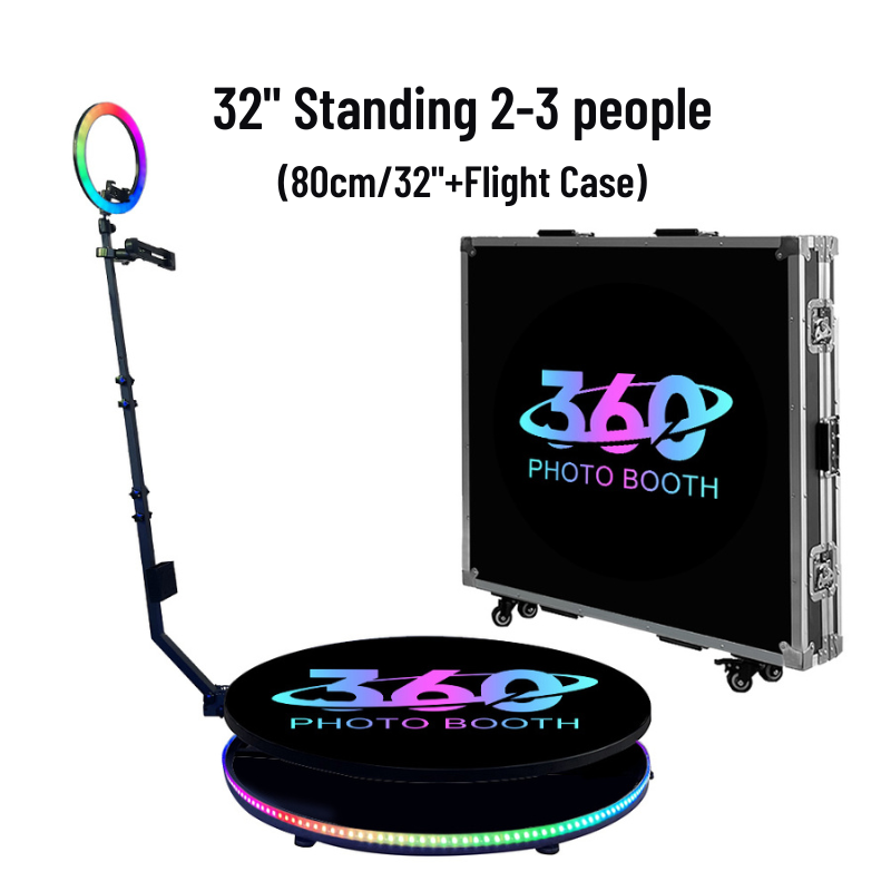 Eucens 32"(80cm) 360 Spin video booth Automatic 360 photo booth for Parties with Flight Case,Hold 2-3 people