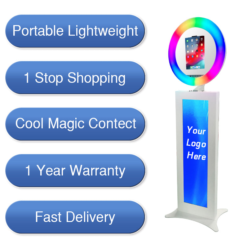 LCD Screen Selfie Machine RGB Ring Light Selfie ipad Photo Booth,come with Portable Flight Case,