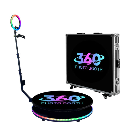 45"(115cm) Automatic Spin 360 degree Photo Booth Machine for Events With Flight Case,Hold 4-5 people